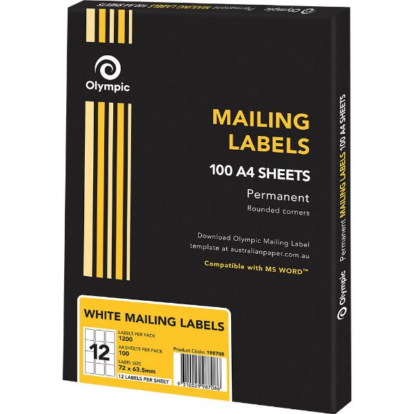 Picture of OLYMPIC ADHESIVE LABELS 12UP BOX 100