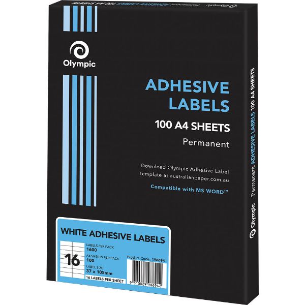 Picture of OLYMPIC ADHESIVE LABELS 16UP BOX 100