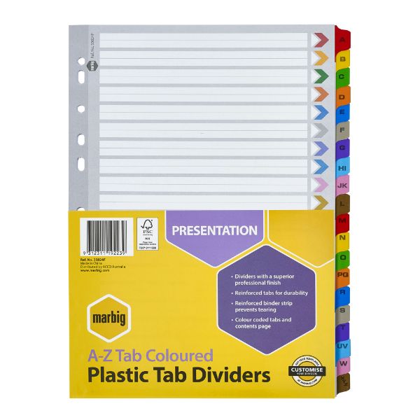 Picture of MARBIG REINFORCED DIVIDERS A-Z