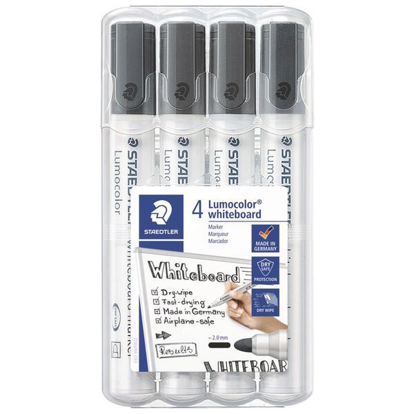 Picture of LUMOCOLOR WHITEBOARD MARKER PACK 4 BLACK