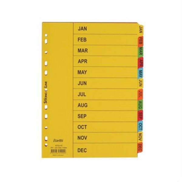 Picture of BANTEX DIVIDERS JAN-DEC TAB STRONG LINE BRIGHT MANILLA A4