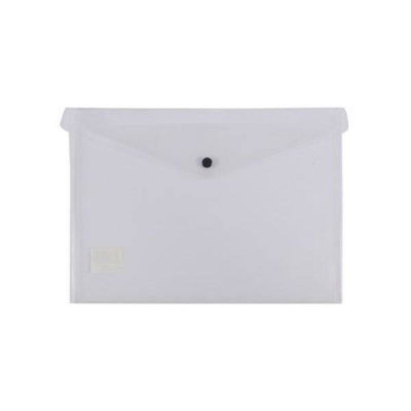 Picture of BANTEX  DOCUMENT WALLET STANDARD PP A4 BUTTON CLOSURE - CLEAR