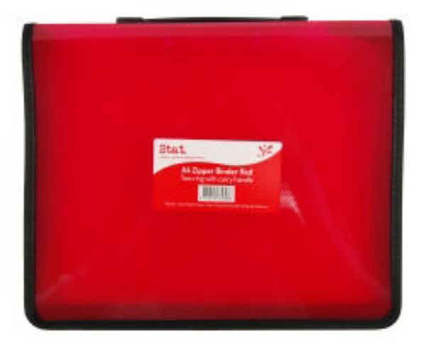 Picture of BINDER STAT A4 2R ZIPPER W/HANDLE RED