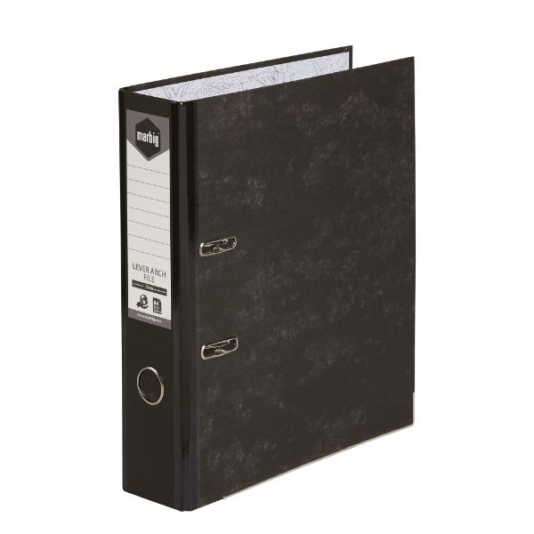 Picture of MARBIG LEVER ARCH FILE A4 REINFORCED SPINE BLACK MOTTLE