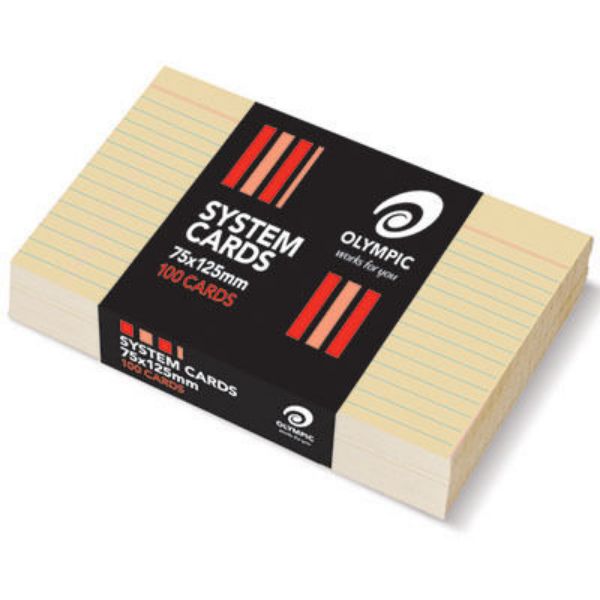 Picture of OLYMPIC RULED SYSTEM CARDS 125X75MM (5X3) BUFF